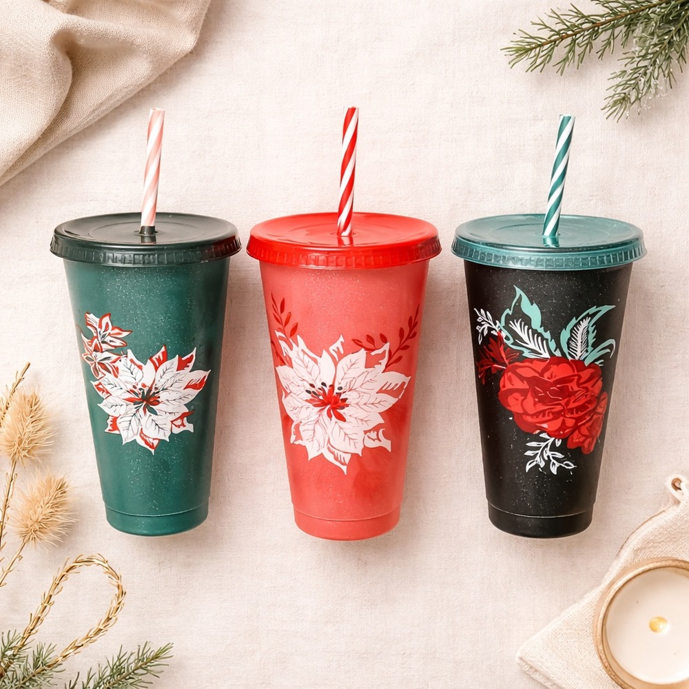 Starbucks Limited Edition 2022 Holiday Collection Reusable 24 oz Cups Set of 3